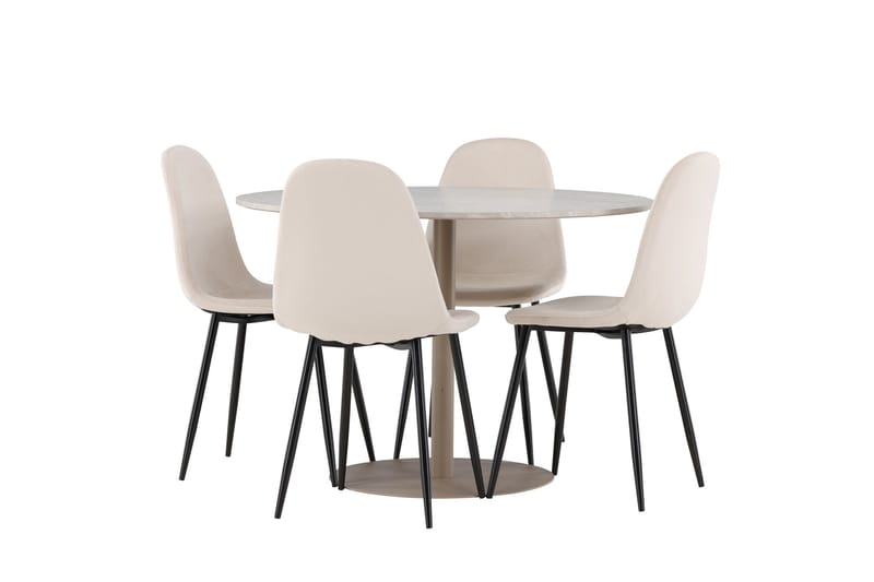 Lycke Matgrupp 110 cm Rund med 4 Polar stolar - Beige/Beige - Möbler - Matplats - Matgrupp & matbord med stolar