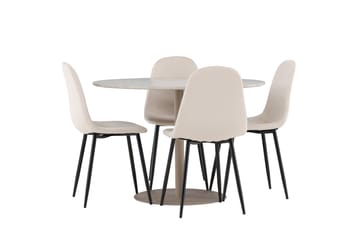 Lycke Matgrupp 110 cm Rund med 4 Polar stolar - Beige/Beige - Möbler - Matplats - Matgrupp & matbord med stolar