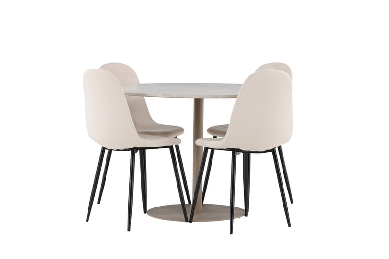 Lycke Matgrupp 110 cm Rund med 4 Polar stolar - Beige/Beige - Möbler - Matplats - Matgrupp & matbord med stolar