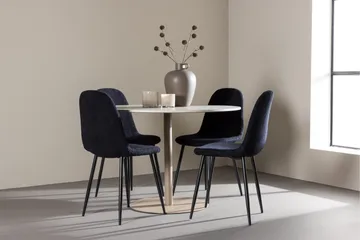 Lycke Matgrupp 110 cm Rund med 4 Polar stolar - Beige/Svart - Möbler - Matplats - Matgrupp & matbord med stolar