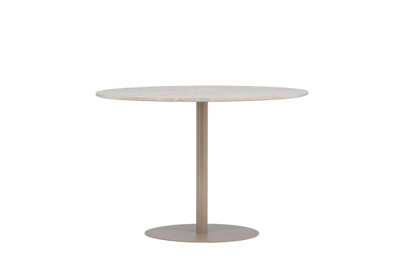 Lycke Runt Matbord 110 cm med Marmorutseende - Beige - Möbler - Matplats - Matbord & köksbord
