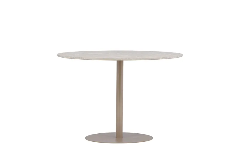Lycke Runt Matbord 110 cm med Marmorutseende, Beige