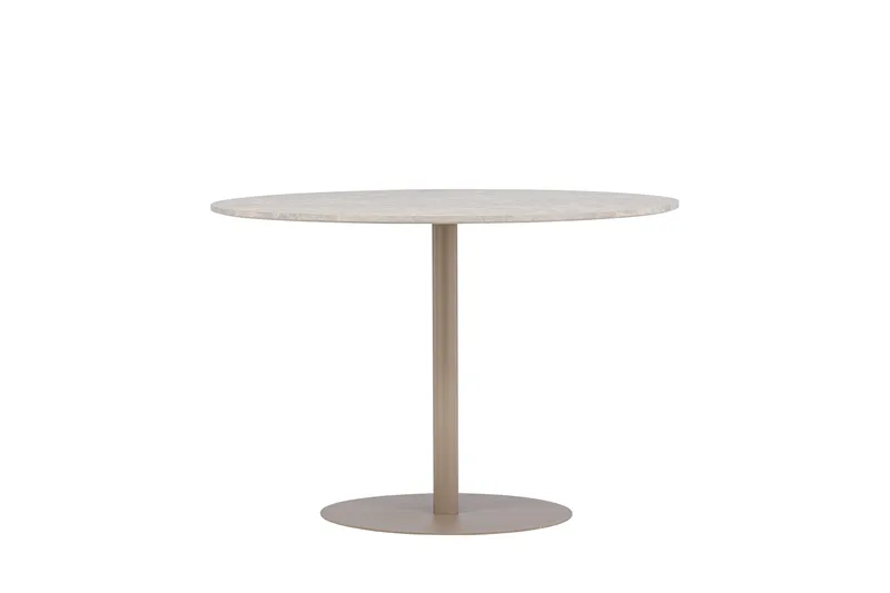 Lycke Runt Matbord 110 cm med Marmorutseende - Beige - Möbler - Matplats - Matbord & köksbord