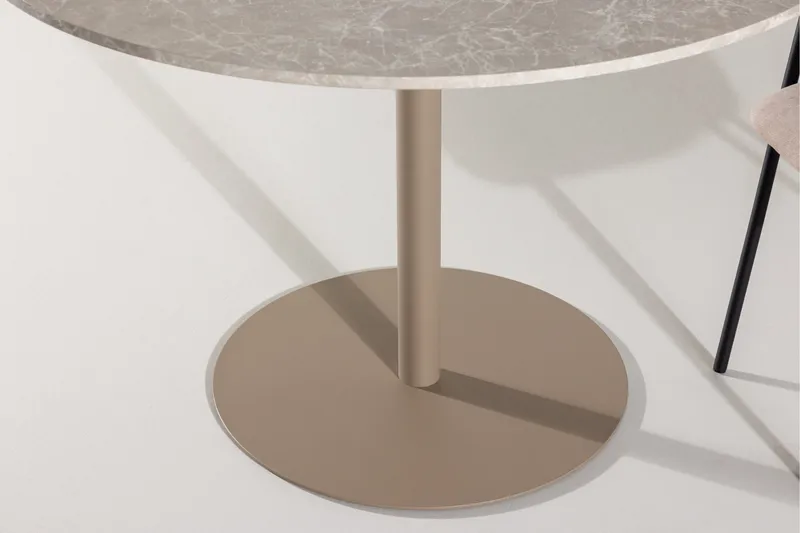 Lycke Runt Matbord 110 cm med Marmorutseende - Beige - Möbler - Matplats - Matbord & köksbord