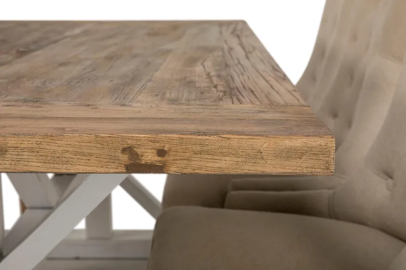 Lyon Förlängningsbar Matgrupp 200 cm med 6 Viktoria Stol Bloomington Natur/Vit/Beige Beige/White - Möbler - Matplats - Matgrupp & matbord med stolar