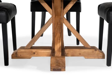 Lyon Matgrupp 150 cm Rund med 4 Tuva Fåtölj - Vintage Alm/Svart PU - Möbler - Matplats - Matgrupp & matbord med stolar