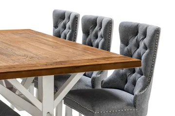 Lyon Matgrupp 200 cm inkl 6 Bergviken Stolar - Brun/Vit - Möbler - Matplats - Matgrupp & matbord med stolar