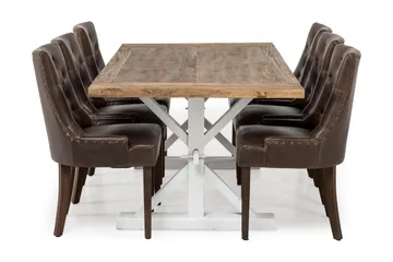 Lyon Matgrupp 200 cm med 6 Tuva Stol - Natur/Vit/Brun - Möbler - Matplats - Matgrupp & matbord med stolar