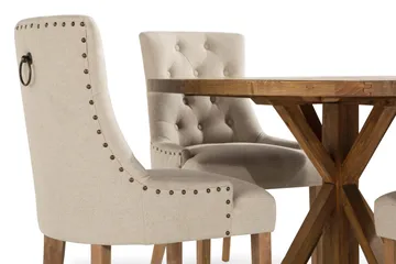 Lyon Matgrupp Rund med 4 st Viktoria Fåtölj - Trä / Beige - Möbler - Matplats - Matgrupp & matbord med stolar
