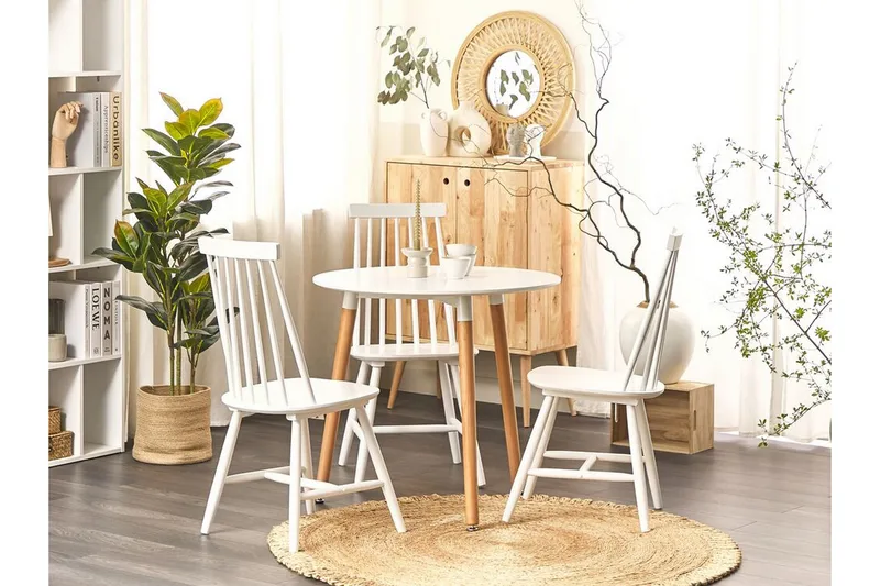 Magog Matbord 80 cm Rund - Vit/Ljusbrun - Möbler - Matplats - Matbord & köksbord