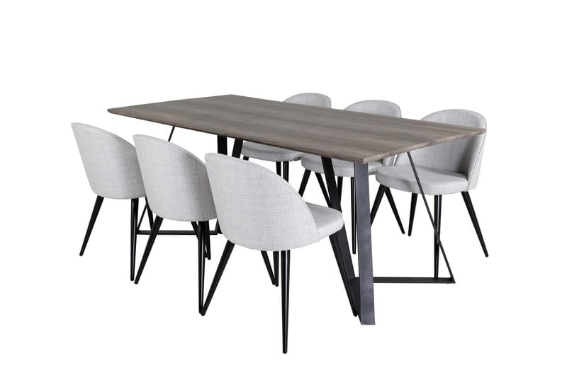 Malvina Matgrupp 180 cm Rektangulär med 6 Sedavi Stolar - Svart - Möbler - Matplats - Matgrupp & matbord med stolar