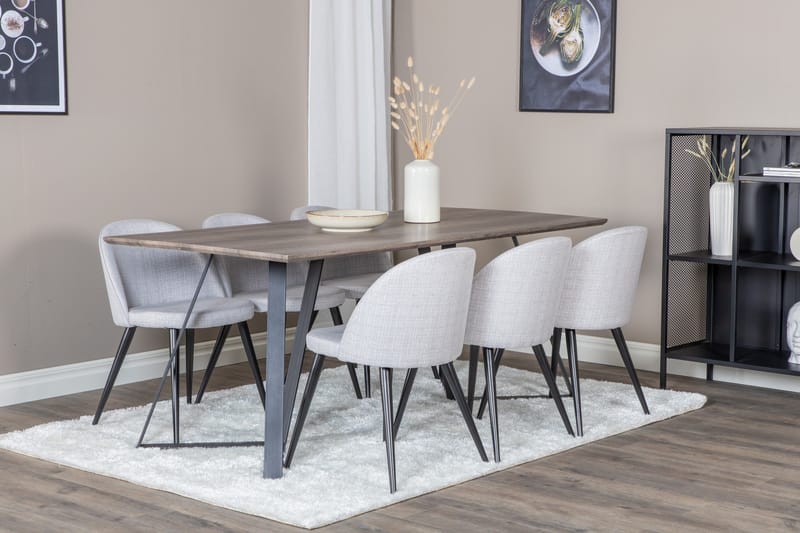 Malvina Matgrupp 180 cm Rektangulär med 6 Sedavi Stolar - Svart - Möbler - Matplats - Matgrupp & matbord med stolar