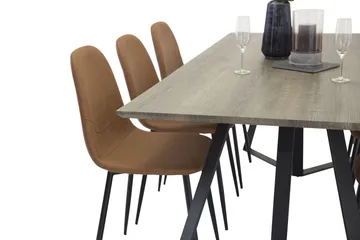 Malvina Matgrupp med 6 Pontus Stol - Grå/Svart/Brun - Möbler - Matplats - Matgrupp & matbord med stolar