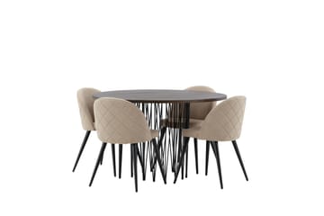 MAMFET Matgrupp  120 cm Rund Beige med 4 ABLANQUE Stolar