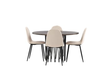 MAMFET Matgrupp  120 cm Rund Beige med 4 DAWNE Stolar - Möbler - Matplats - Matgrupp & matbord med stolar