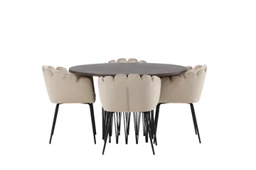 MAMFET Matgrupp  120 cm Rund Beige med 4 LIMHAMN Stolar - Möbler - Matplats - Matgrupp & matbord med stolar