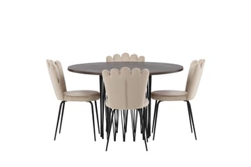 MAMFET Matgrupp  120 cm Rund Beige med 4 LIMHAMN Stolar - Möbler - Matplats - Matgrupp & matbord med stolar