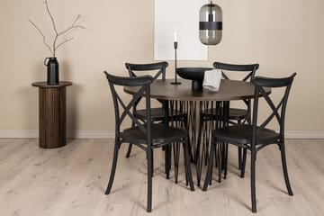 MAMFET Matgrupp  120 cm Rund Svart med 4 CROSETTA Stolar - Möbler - Matplats - Matgrupp & matbord med stolar