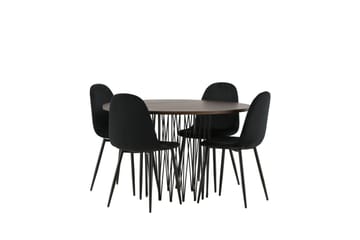 MAMFET Matgrupp  120 cm Rund Svart med 4 DAWNE Stolar