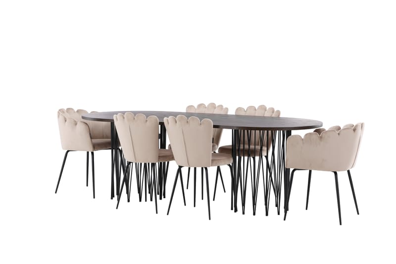 MAMFET Matgrupp  220 cm Oval Beige med 2 LIMHAMN Stolar - Möbler - Matplats - Matgrupp & matbord med stolar