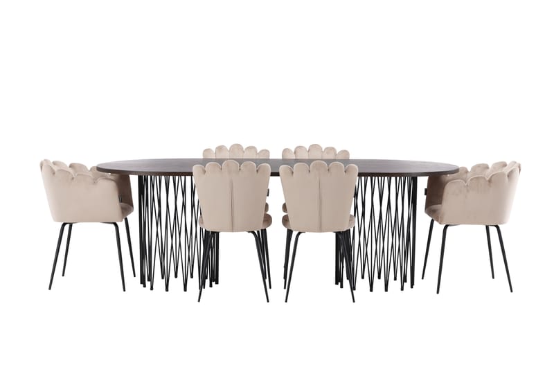 MAMFET Matgrupp  220 cm Oval Beige med 2 LIMHAMN Stolar - Möbler - Matplats - Matgrupp & matbord med stolar
