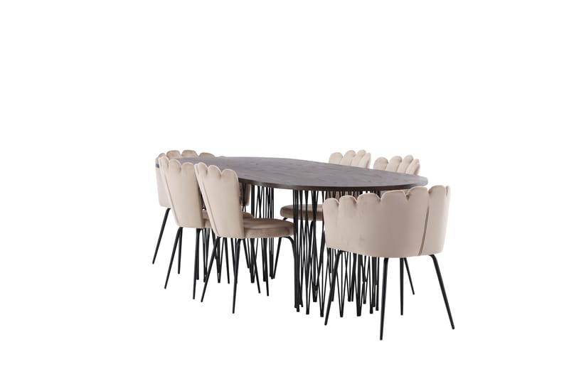 MAMFET Matgrupp  220 cm Oval Beige med 2 LIMHAMN Stolar - Möbler - Matplats - Matgrupp & matbord med stolar
