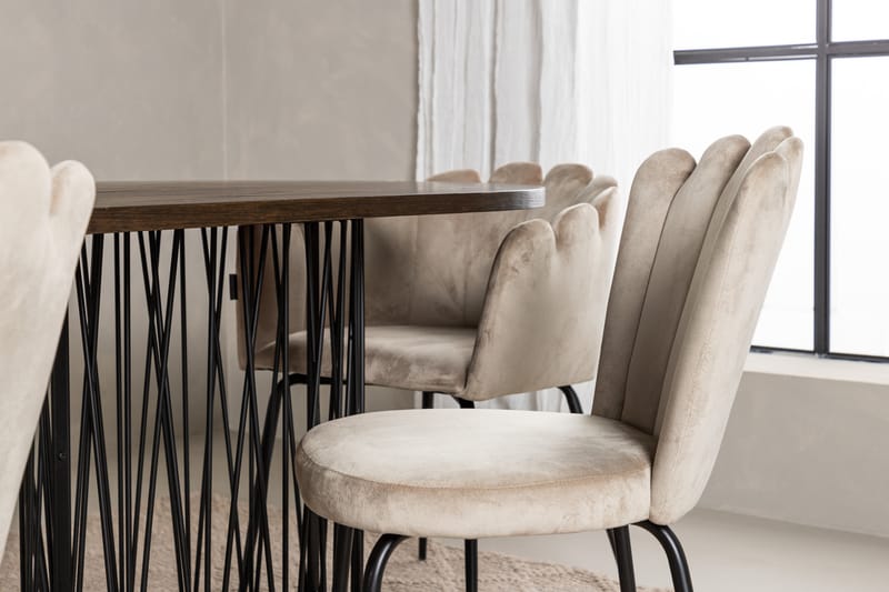 MAMFET Matgrupp  220 cm Oval Beige med 2 LIMHAMN Stolar - Möbler - Matplats - Matgrupp & matbord med stolar