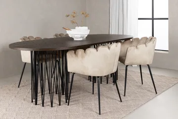 MAMFET Matgrupp  220 cm Oval Beige med 4 LIMHAMN Stolar - Möbler - Matplats - Matgrupp & matbord med stolar