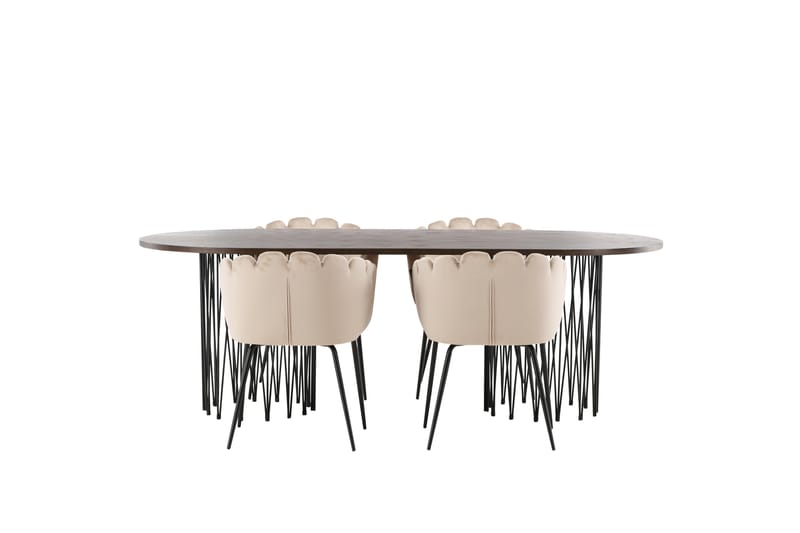 MAMFET Matgrupp  220 cm Oval Beige med 4 LIMHAMN Stolar - Möbler - Matplats - Matgrupp & matbord med stolar