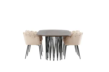 MAMFET Matgrupp  220 cm Oval Beige med 4 LIMHAMN Stolar - Möbler - Matplats - Matgrupp & matbord med stolar
