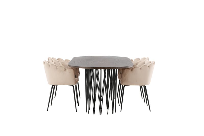 MAMFET Matgrupp  220 cm Oval Beige med 4 LIMHAMN Stolar - Möbler - Matplats - Matgrupp & matbord med stolar