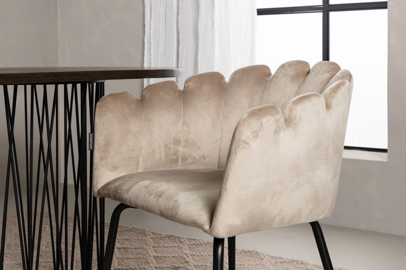 MAMFET Matgrupp  220 cm Oval Beige med 4 LIMHAMN Stolar - Möbler - Matplats - Matgrupp & matbord med stolar