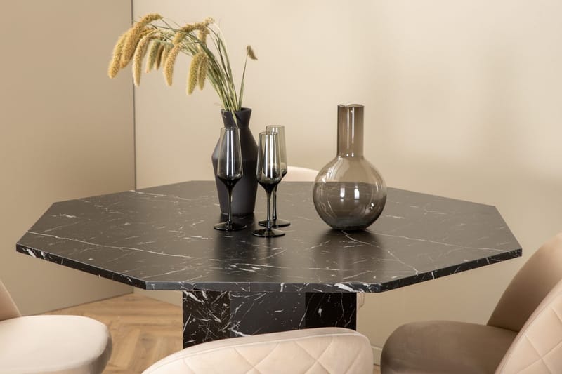 Marbs Matbord 110 cm Runt med 4 Velvet Stitches Matstol - Möbler - Matplats - Matgrupp & matbord med stolar