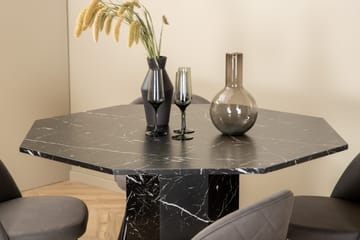 Marbs Matgrupp 110 cm Rund med 4 Velvet stolar - Grå - Möbler - Matplats - Matgrupp & matbord med stolar