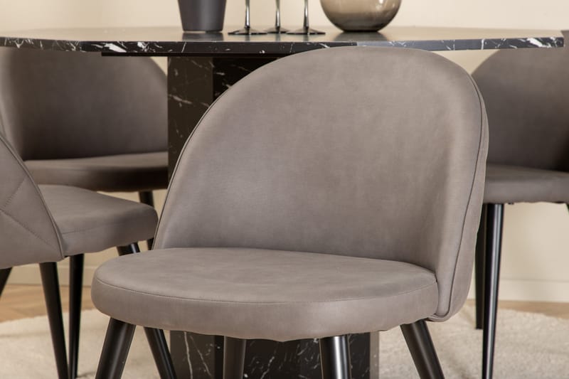 Marbs Matgrupp 110 cm Rund med 4 Velvet stolar - Grå - Möbler - Matplats - Matgrupp & matbord med stolar