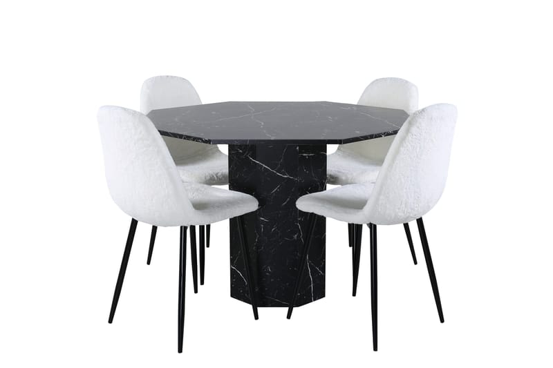 Marbs Matgrupp 110 cm Rund med 4 Polar stolar, Svart
