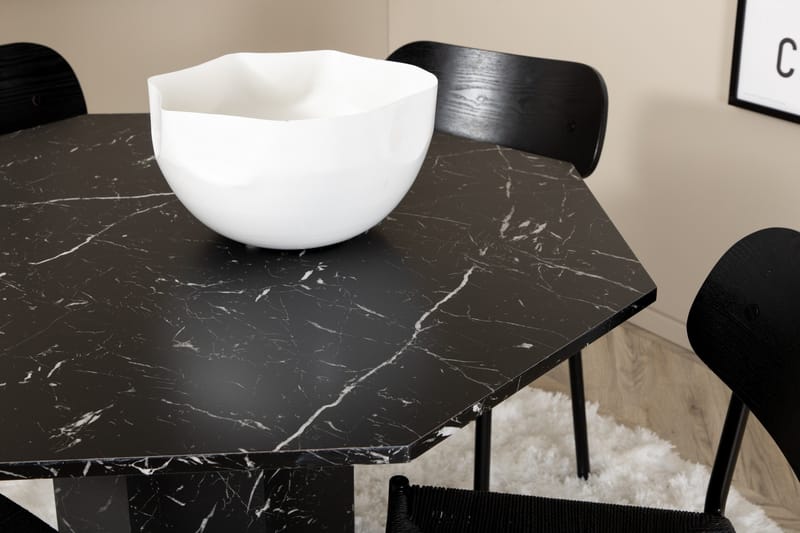 Marbs Matgrupp 110 cm Rund med 4 Polly stolar - Svart - Möbler - Matplats - Matgrupp & matbord med stolar