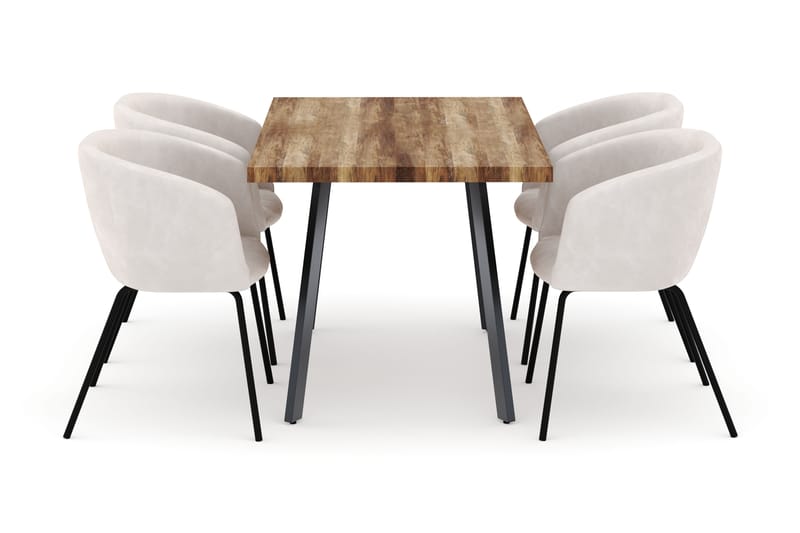 Marcelen Matbord Förlängningsbart med 4 Berit Stolar - Brun - Möbler - Matplats - Matgrupp & matbord med stolar