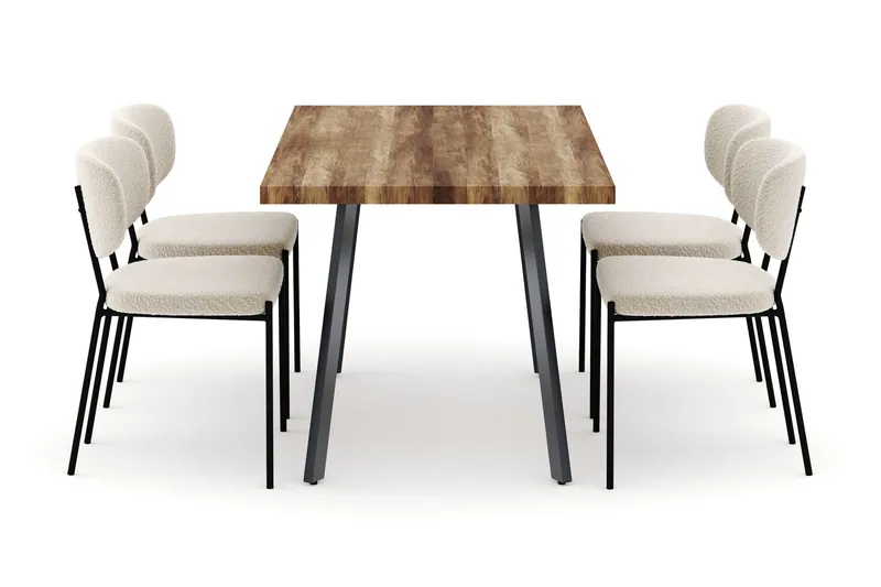 Marcelen Matbord Förlängningsbart med 4 Gemmiano Stolar - Brun - Möbler - Matplats - Matgrupp & matbord med stolar