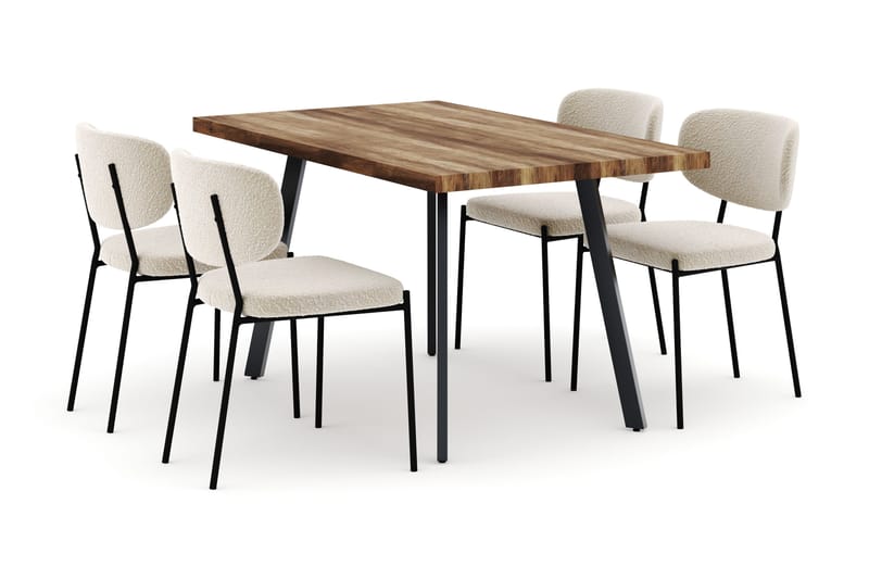 Marcelen Matbord Förlängningsbart med 4 Gemmiano Stolar, Brun