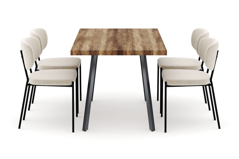 Marcelen Matbord Förlängningsbart med 4 Gemmiano Stolar - Brun - Möbler - Matplats - Matgrupp & matbord med stolar