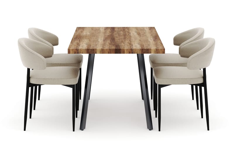 Marcelen Matbord Förlängningsbart med 4 Sawako Stolar - Brun - Möbler - Matplats - Matgrupp & matbord med stolar