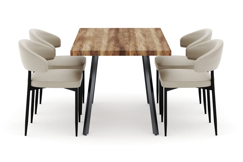 Marcelen Matbord Förlängningsbart med 4 Sawako Stolar - Brun - Möbler - Matplats - Matgrupp & matbord med stolar