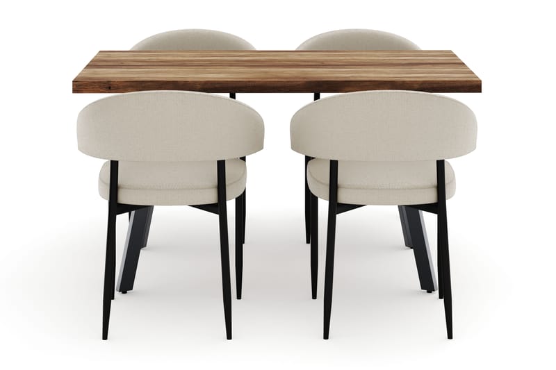 Marcelen Matbord Förlängningsbart med 4 Sawako Stolar - Brun - Möbler - Matplats - Matgrupp & matbord med stolar