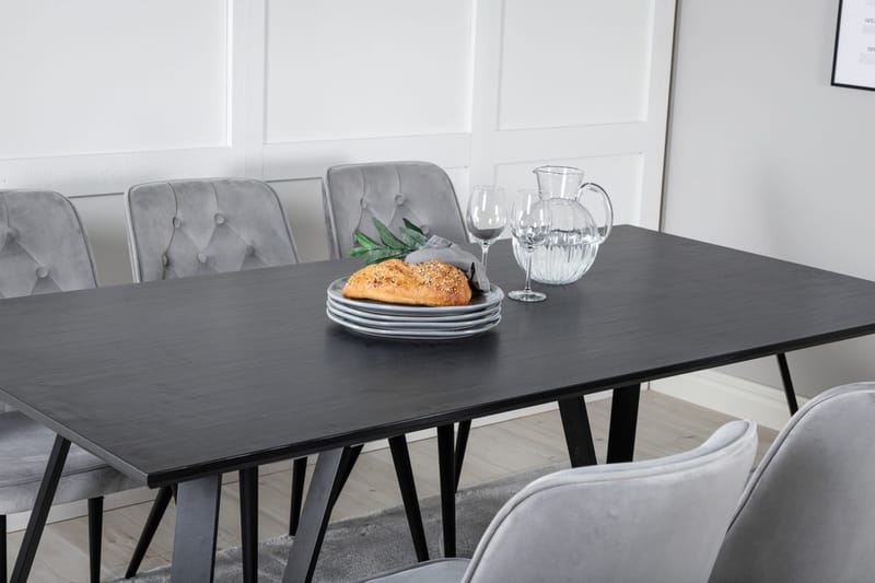 Marina Matbord 180 cm med 6 Velvet Deluxe Sammetstol - Möbler - Matplats - Matgrupp & matbord med stolar