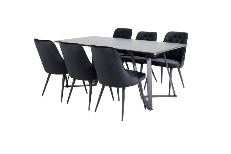 Marina Matbord 180 cm med 6 Velvet Deluxe Sammetstol - Möbler - Matplats - Matgrupp & matbord med stolar