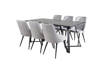 Marina Matbord 180 cm med 6 Velvet Deluxe Sammetstol - Möbler - Matplats - Matgrupp & matbord med stolar