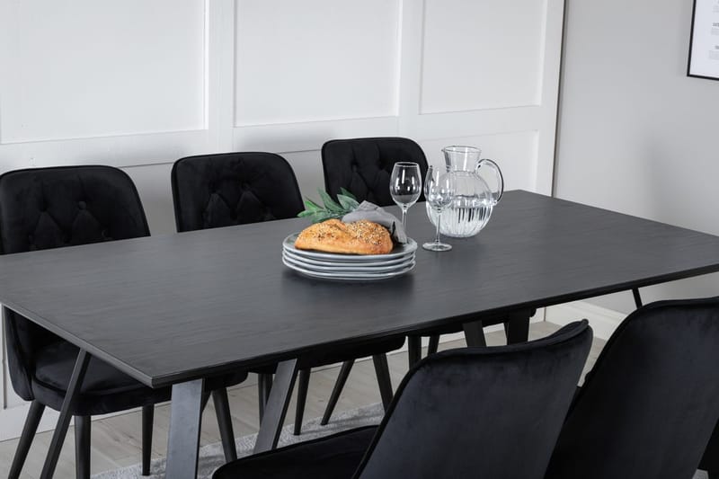 Marina Matbord 180 cm med 6 Velvet Deluxe Sammetstol - Möbler - Matplats - Matgrupp & matbord med stolar