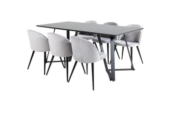 Marina Matbord 180 cm med 6 Velvet Köksstol Sammet - Möbler - Matplats - Matgrupp & matbord med stolar
