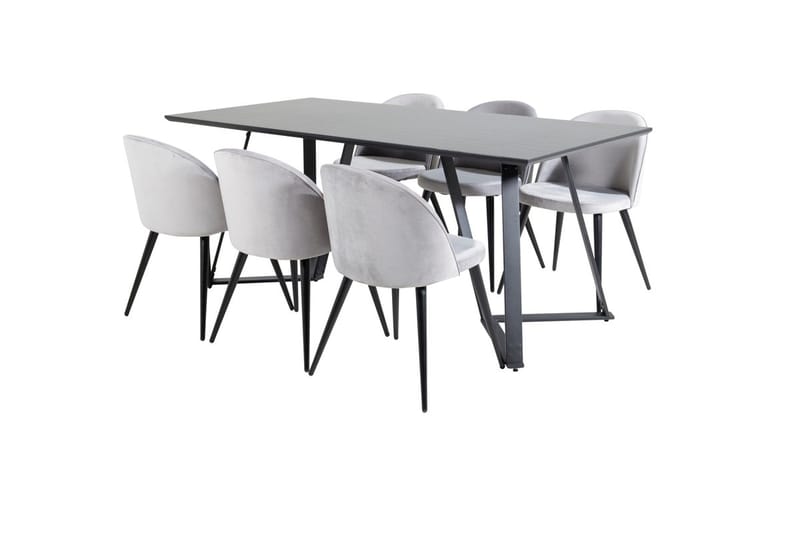 Marina Matbord 180 cm med 6 Velvet Köksstol Sammet - Möbler - Matplats - Matgrupp & matbord med stolar